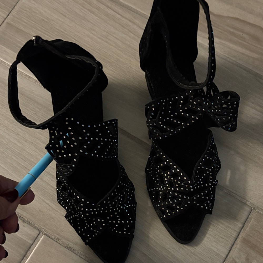Elegant Black Studded Women's Heels